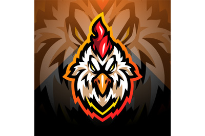 Rooster head esport mascot logo design
