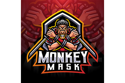 Monkey mask esport mascot logo design