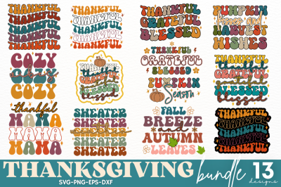 Thanksgiving SVG Bundle, Retro Fall SVG Bundle