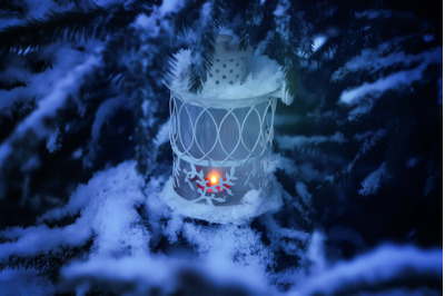 White lantern in twilight