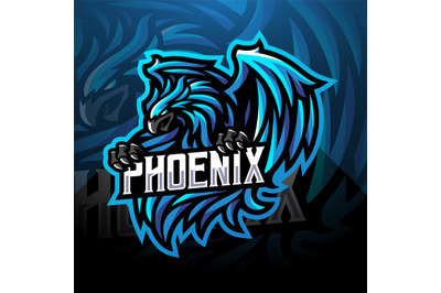 Blue phoenix esport mascot logo design