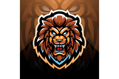 Lion head esport mascot logo design