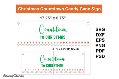 Christmas Candy Cane Countdown Sign SVG