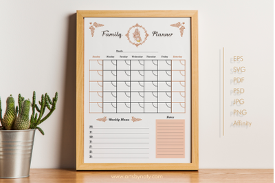 Monthly Family Planner Editable Calendar&nbsp;