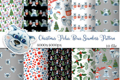 Christmas Polar Bear Seamless Pattern