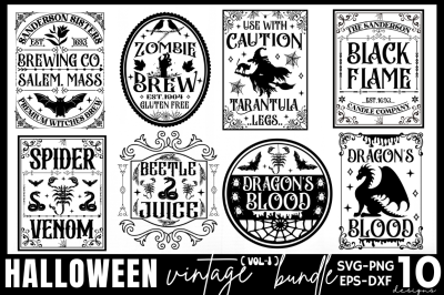 Vintage Halloween Sign Bundle