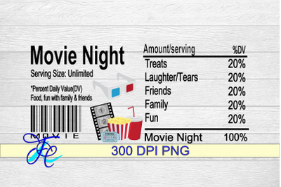 Movie Night Nutrition Label