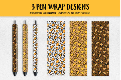 Autumn Maple Leaves Pen Wrap Sublimation. Fall Pen Wrap PNG