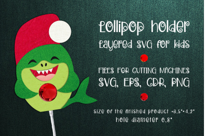 Shark in Santa Hat | Christmas Lollipop Holder Template