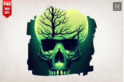 Skull Combine with Tree Art