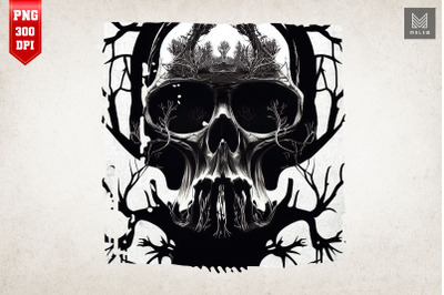 Skull Combine with Tree Art 2