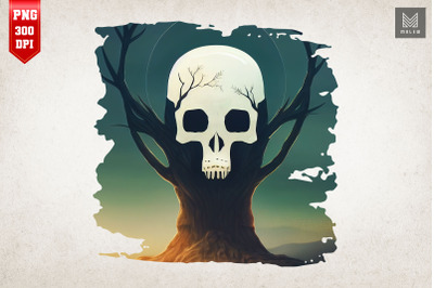 Skull Combine with Tree Art 4