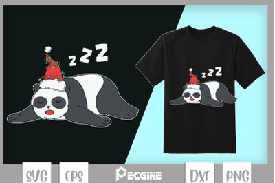 Lazy Panda Bear Sleeping Merry Christmas