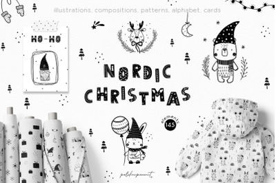 NORDIC CHRISTMAS animals &amp; gnomes illustration