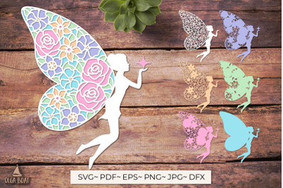 3d Fairy and star | Magic girl silhouette svg