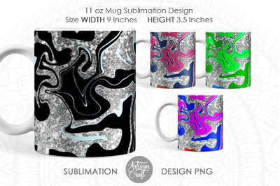 Mug sublimation designs, 11oz mug template,  fluid art,