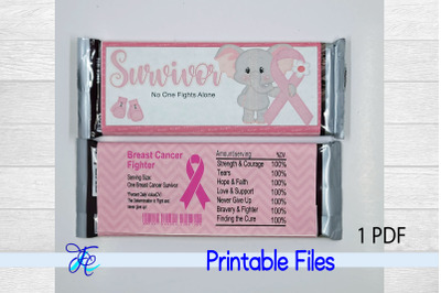 Breast Cancer Elephant Candy Bar Wrap