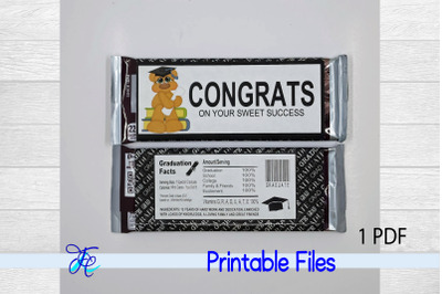 Congrats On Your Sweet Success Bear Candy Bar Wrap