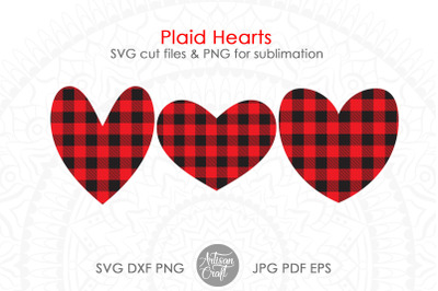 Buffalo plaid heart SVG, plaid heart PNG, sublimation designs, DXF fil