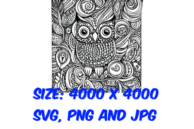 Zen Owls Zentangle Coloring Page