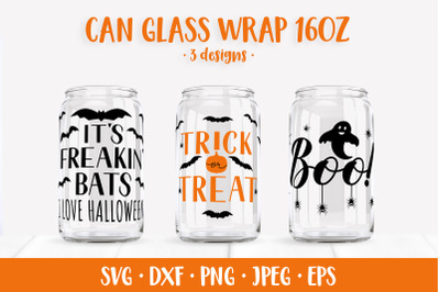 Halloween Quotes Can Glass Wrap SVG. Glass Can Wrap Designs