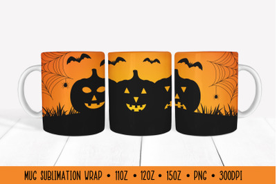 Halloween Mug Sublimation Wrap. Halloween Pumpkins Mug