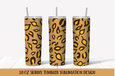 Autumn Leaves Leopard Print Tumbler Sublimation Wrap  Design