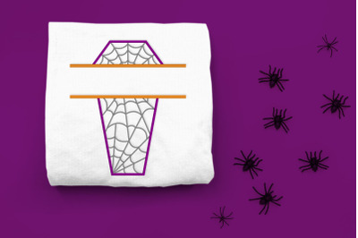 Halloween Cobweb Coffin Split | Embroidery