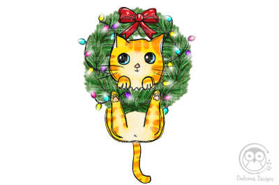 Cute Christmas cat sublimation&2C; Funny Cat Christmas PNG