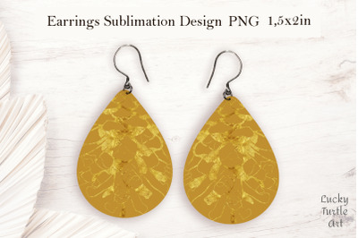 Gold Christmas cone teardrop earrings sublimation design