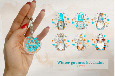 Winter gnome keychain sublimation bundle Christmas png