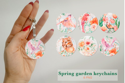 Spring garden keychain sublimation png bundle Floral design