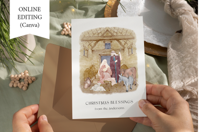 Religious Christmas Greeting Card Nativity Scene Holiday Card