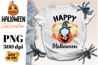 Happy Halloween. Halloween Gnome in a Pumpkin sublimation