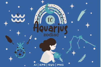 AQUARIUS Baby SVG Zodiac sign clipart Aquarius Constellation