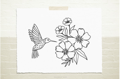 Bird with flowers SVG cut file