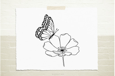 Butterfly with flower SVG cut file
