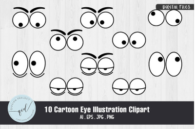Cartoon Eyes Illustration Clipart | 10 Variations