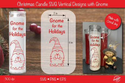 Dollar tree Christmas candle SVG| Holiday candle design with Gnome