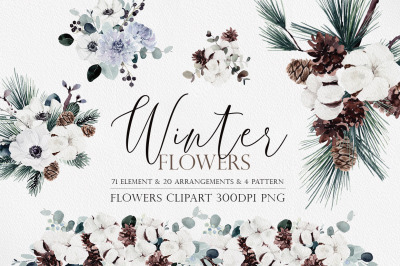 Watercolor Winter Flowers
