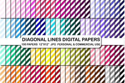 Diagonal Lines Digital Papers, Diagonal Stripes Backgrounds