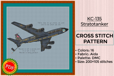 KC-135 Cross Stitch Pattern | Military Transport Aircraft