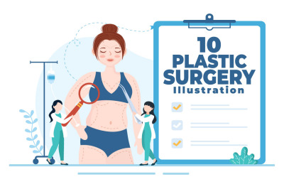 10 Plastic Surgery Flat Illustration