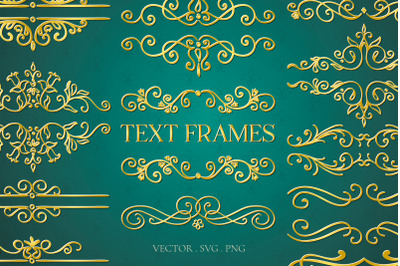 Artistic Hand Drawn Decorative Outlined Golden Text Frames, Dividers
