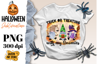 trick or treating with my gnomes.Halloween Gnome sublimation