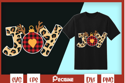 Christmas Joy leopard and plaid SVG