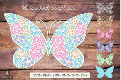 3d butterfly svg | Flower butterfly layered papercut