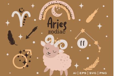 ARIES Baby SVG, Zodiac sign clipart, Aries Constellation