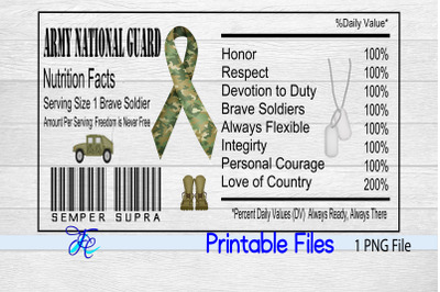 Military Army National Guard Nutrition Label