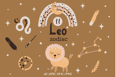 LEO Baby SVG, Zodiac sign clipart, Leo Constellation